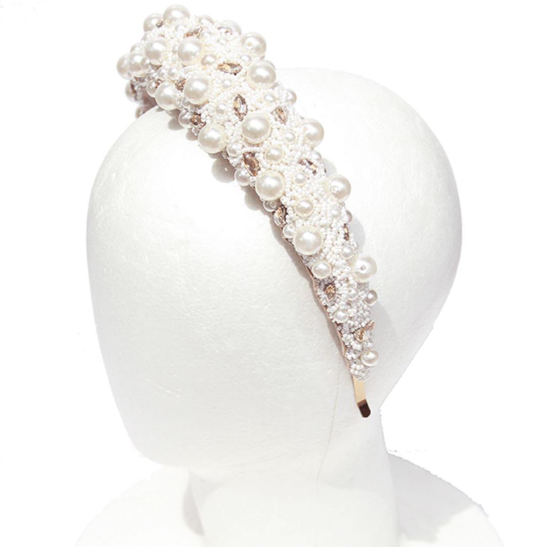 deepa gurnani パール　カチューシャ　結婚式　前撮り　髪飾り