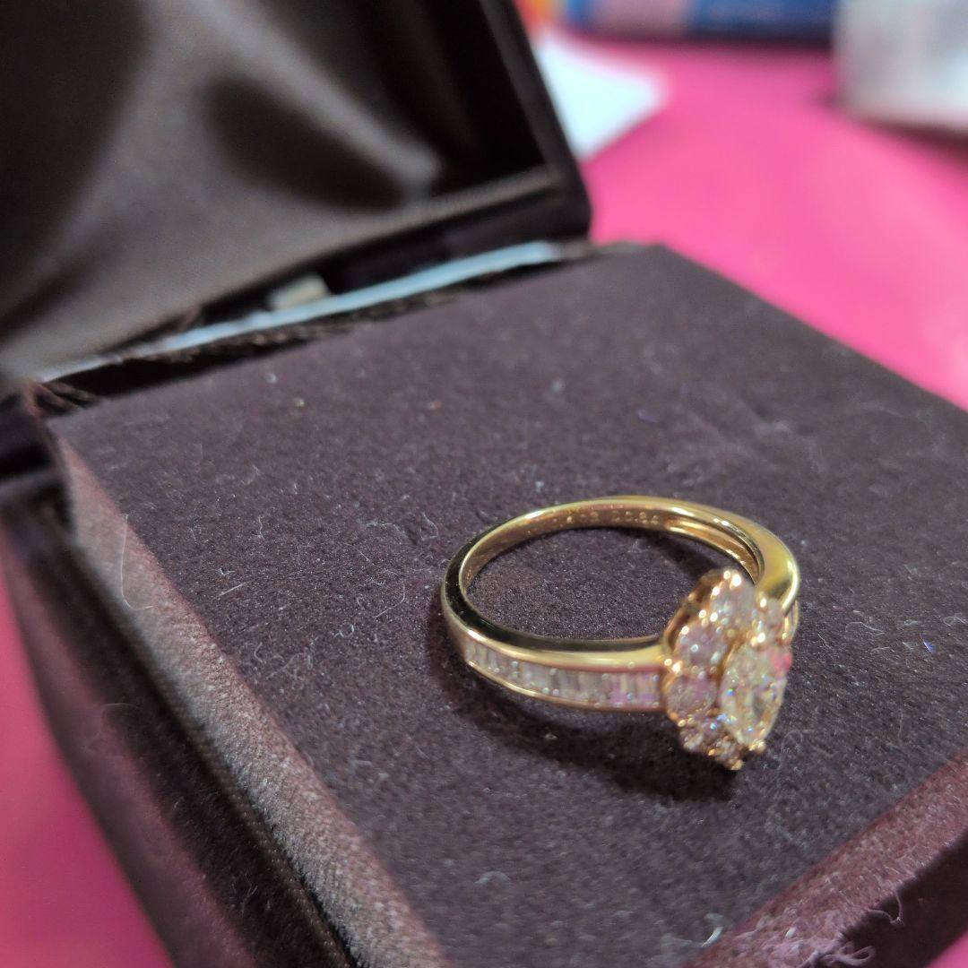 K18イエローダイヤモンド 花形リング