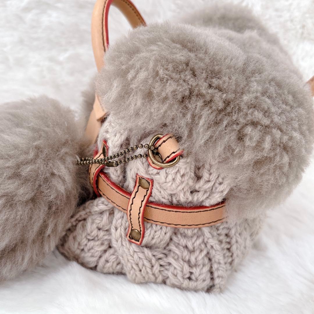 muku リアルムートン＆手編みニットバッグ ショルダー 2wayモンテローザ