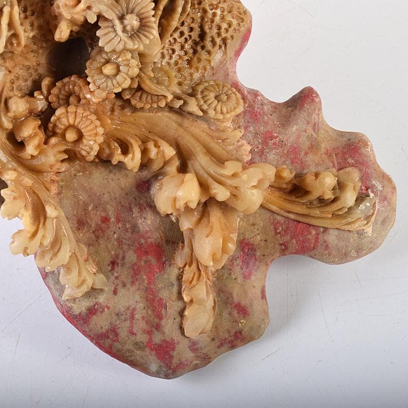 中国 玉石昌化鶏血石 魚蟹海老花刻 置物 床飾 約6㎏ F R7946B - メルカリ