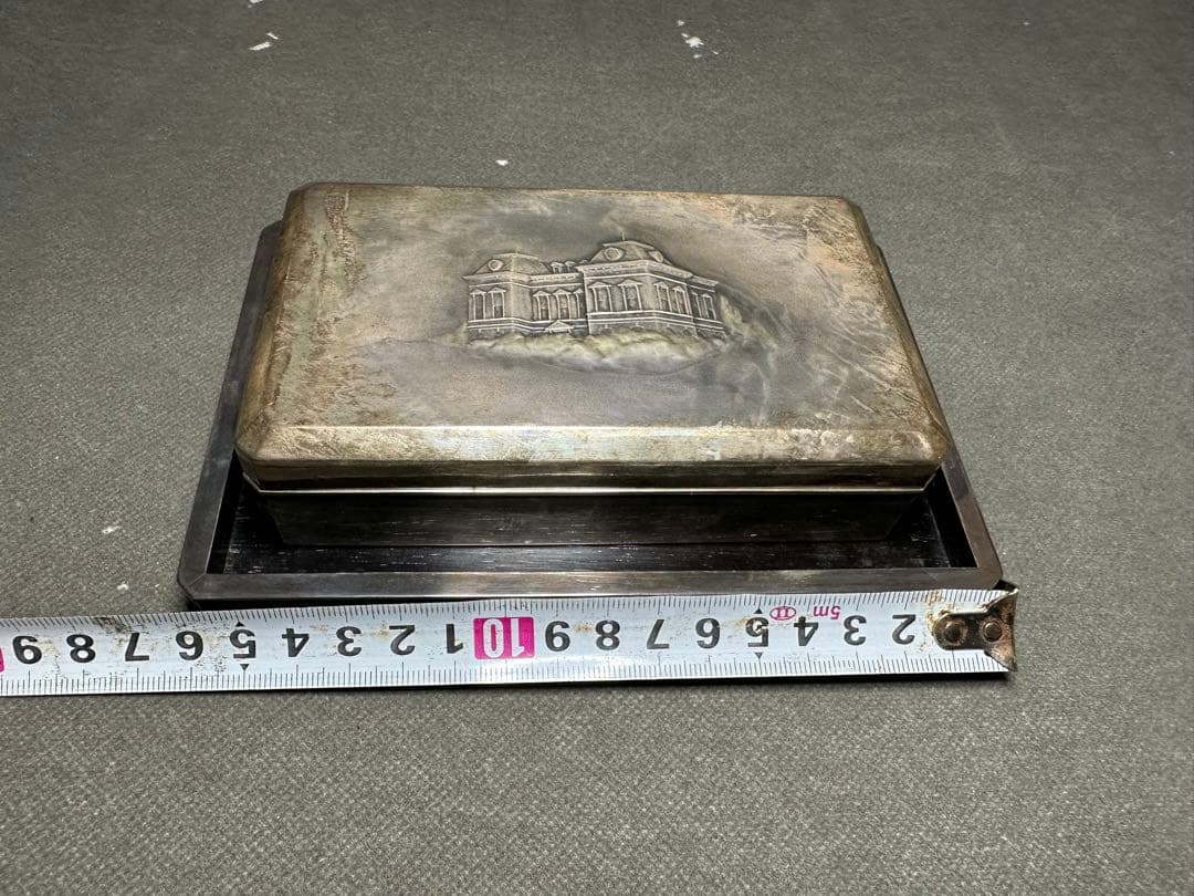 銀製三越 煙草具　煙草盆　内唐木　煙草入　小箱　喫煙具　小物入　アンティーク