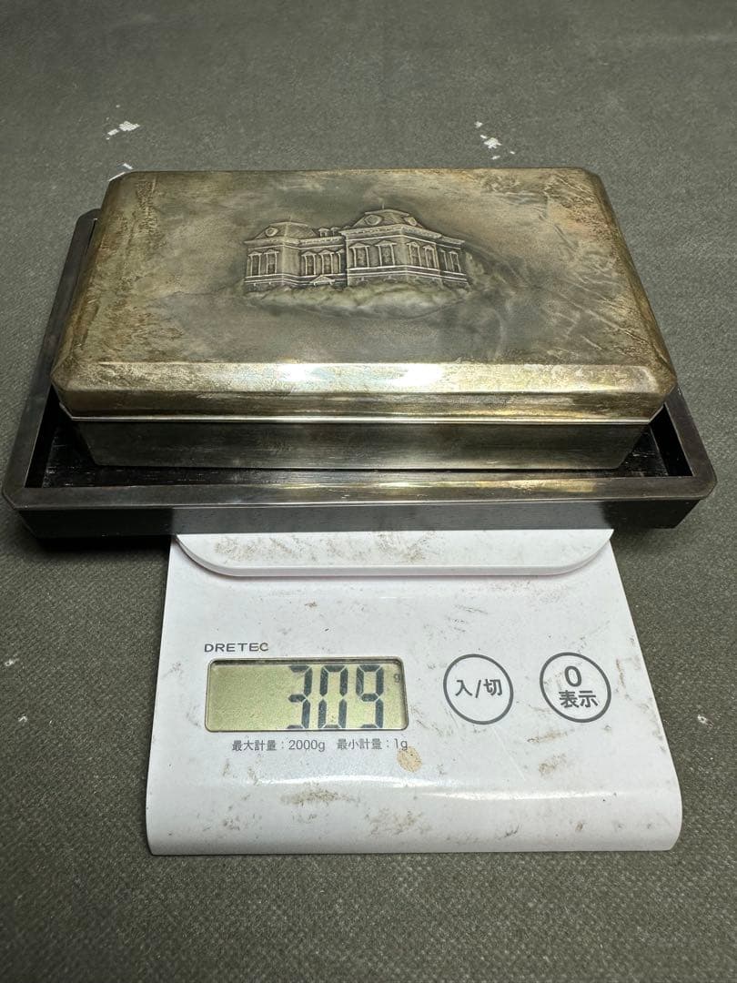 銀製三越 煙草具　煙草盆　内唐木　煙草入　小箱　喫煙具　小物入　アンティーク