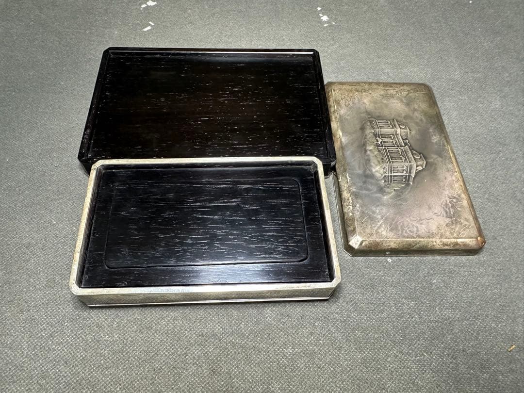 銀製三越 煙草具 煙草盆 内唐木 煙草入 小箱 喫煙具 小物入