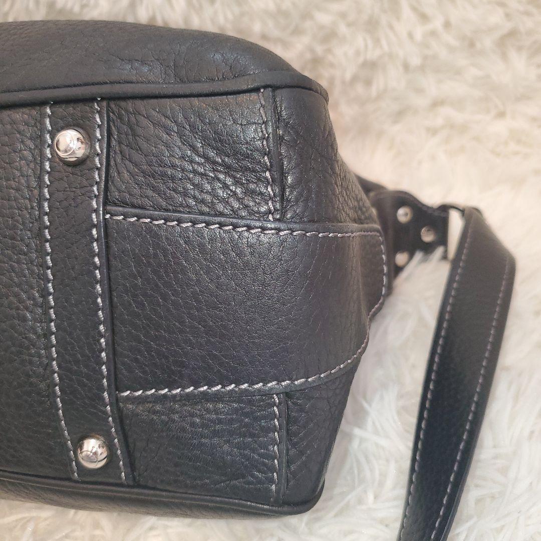 ⭐べるふぉん⭐TOD'S ハーフムーン ショルダーバッグ シボ革 ブラック