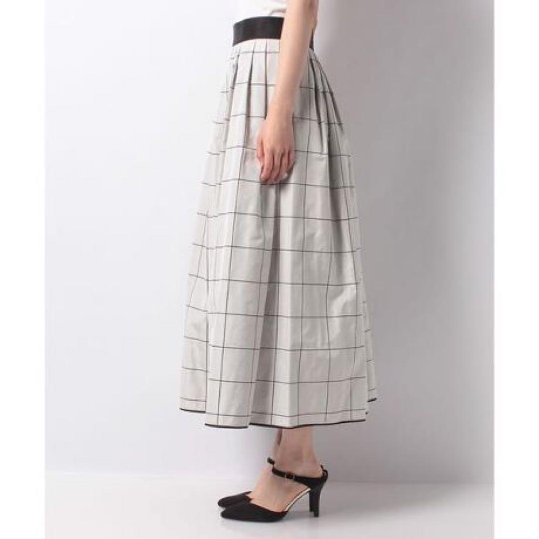 【LANVIN】グラフチェック柄ロングフレアスカート