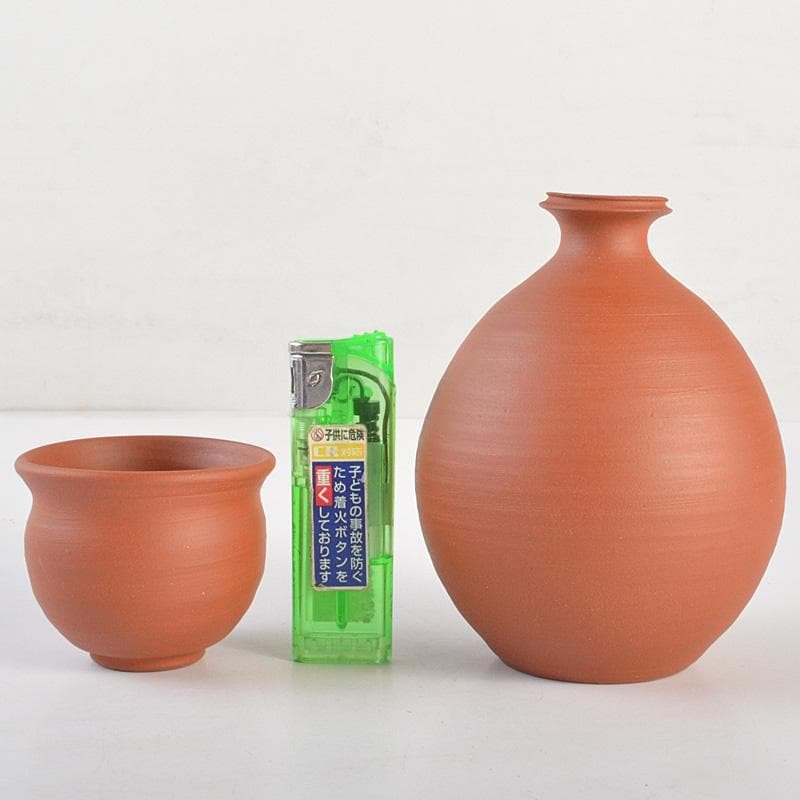 常滑焼 四代山田常山 山田絵夢 朱泥 徳利 酒器 共布共箱