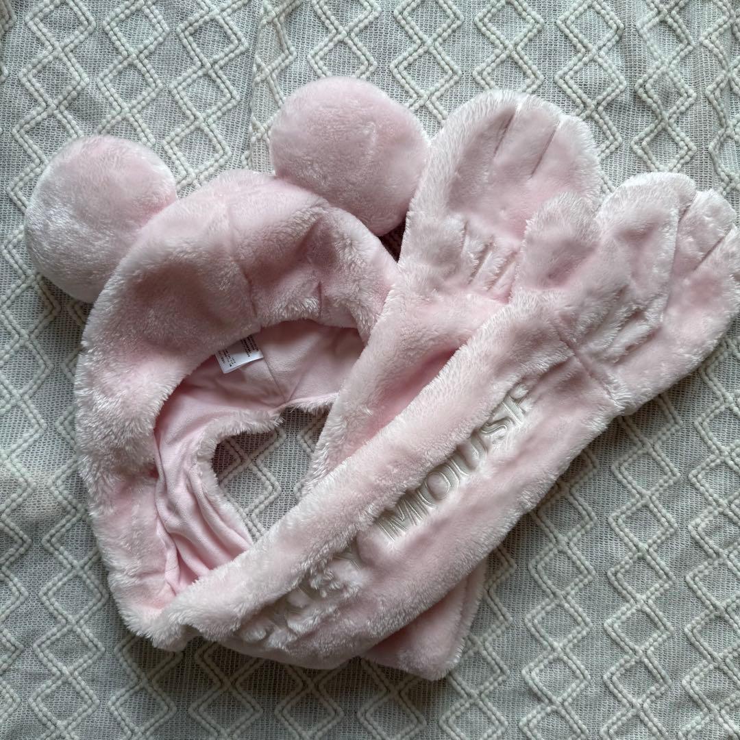 ディズニーミッキーマフラー ピンク セット ディズニー ファンキャップ