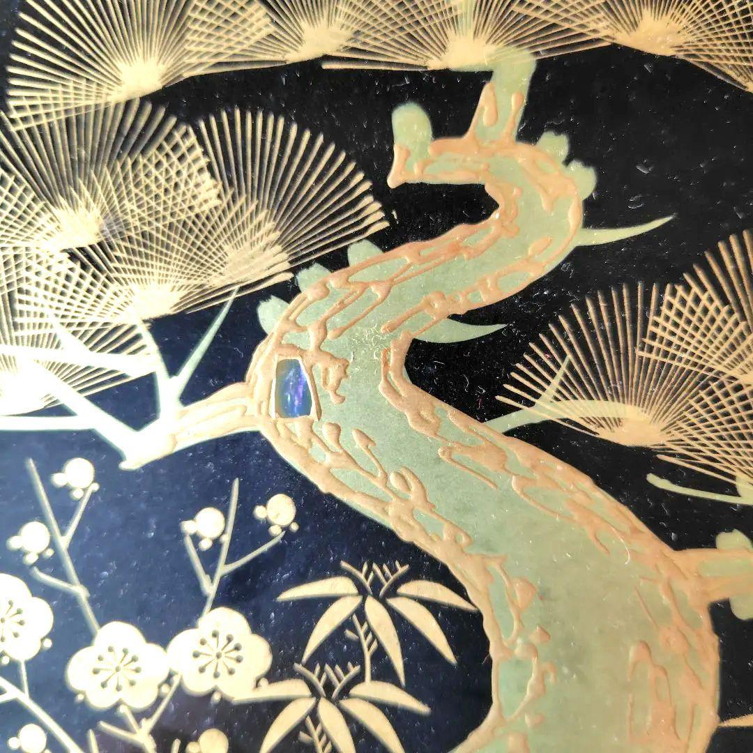 輪島漆器の木製黒漆　 沈金金箔装飾