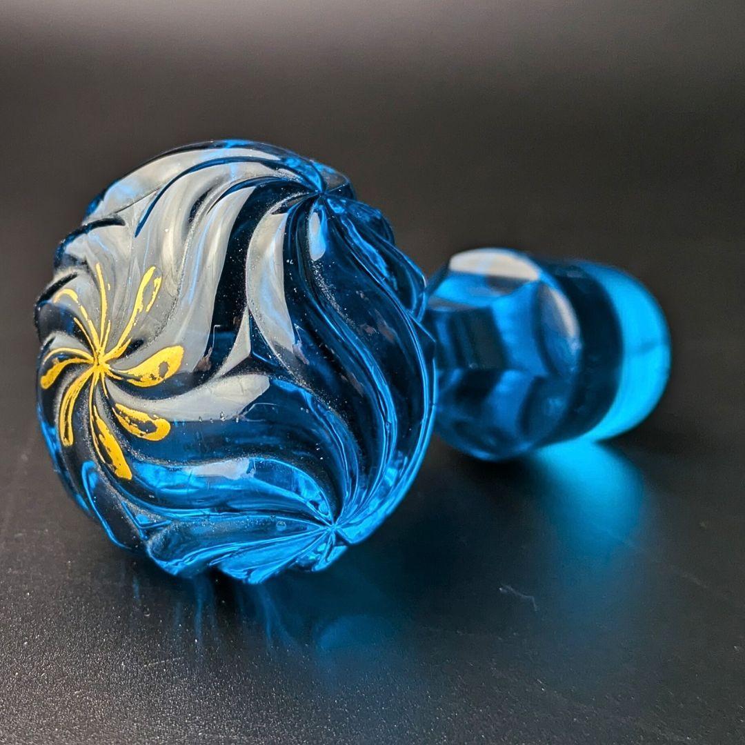 心奪われる鮮烈さ☆オールドバカラ ロザース 26㎝カラフェ 金彩 ブルー