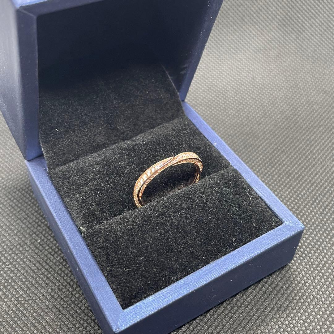 【14.2号】モアサナイト ツイスト フルエタニティ リング　ピンクG