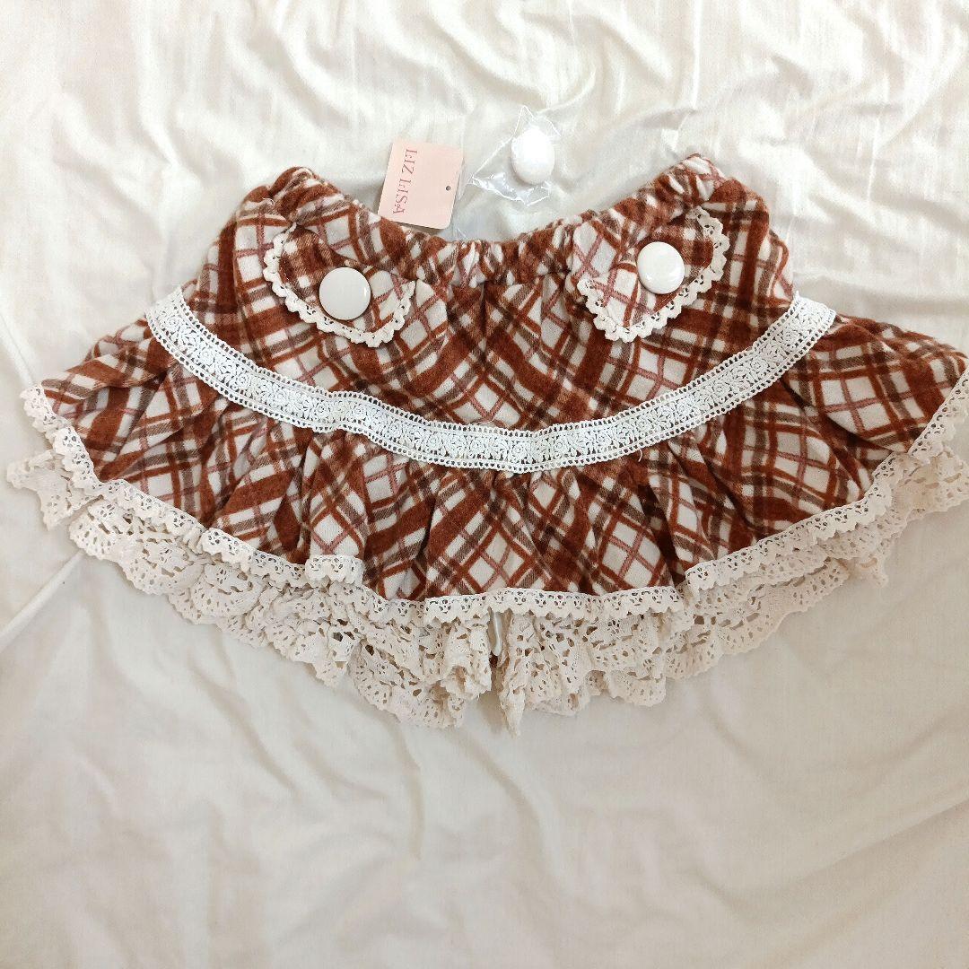 【タグ付き】LIZ LISA　00S希少　起毛チェックコットンレース　スカパン