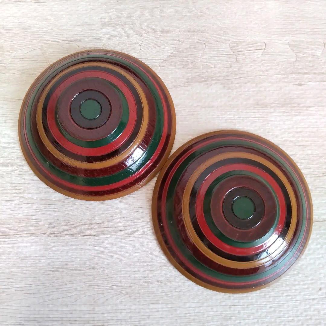 5枚組　目はじき　独楽塗　茶托