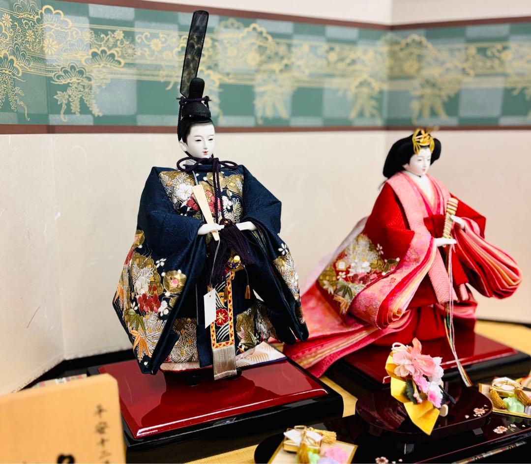 【新品　未使用】 【特価】　金彩刺繍立ち雛親王飾り