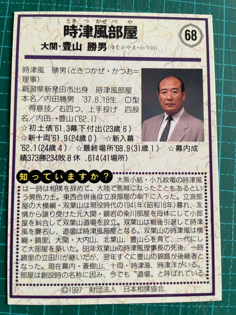 BBM1997 大相撲カード 相撲カード No.68 豊山 - メルカリ