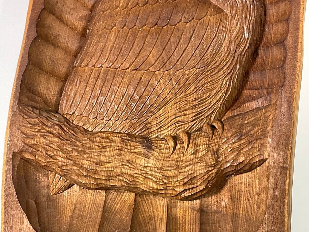 北海道民芸 アイヌ 梟 フクロウ 福沢仁 木彫 彫刻 壁掛け 置物