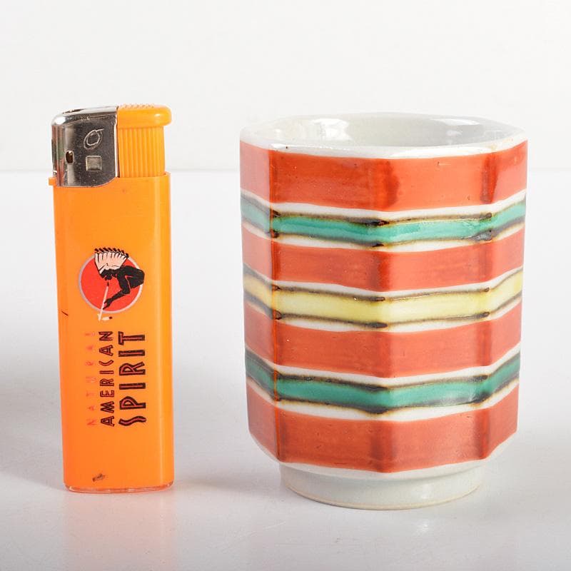 幸兵衛窯　色絵　筋文　八角　湯呑　5客　共箱　N　5991