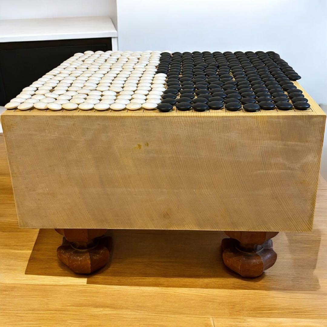 極上囲碁セット✨本榧 脚付き囲碁盤〈5.8寸〉 蛤碁石181個＋那智黒182個