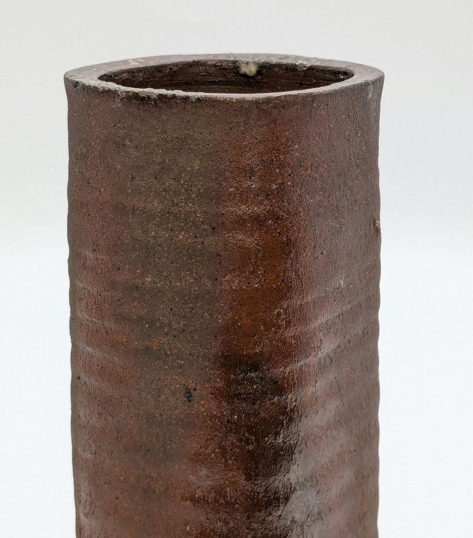 岡山県重要無形文化財 伊勢崎満 備前焼 緋襷四方花入 合箱 花瓶 花器 花生