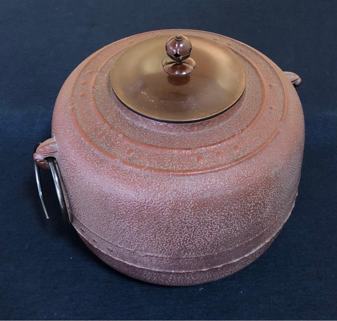 茶道具 富士釜 茶釜 真塗風炉型野々田電熱器 動作品 送料込み