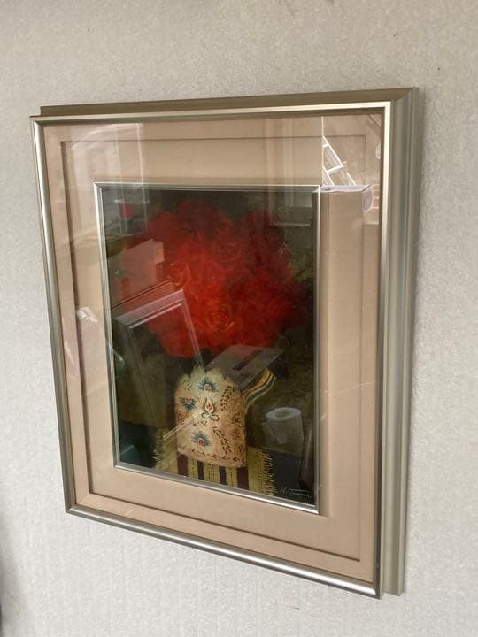 スペイン壷と薔薇 田村一 F6号 油絵 油彩 絵画 肉筆 裏サイン有