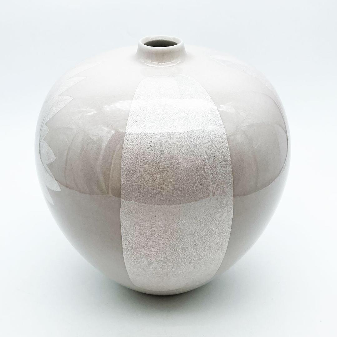 九谷焼 石川県指定無形文化財 中田一於 淡桜釉裏銀彩 花