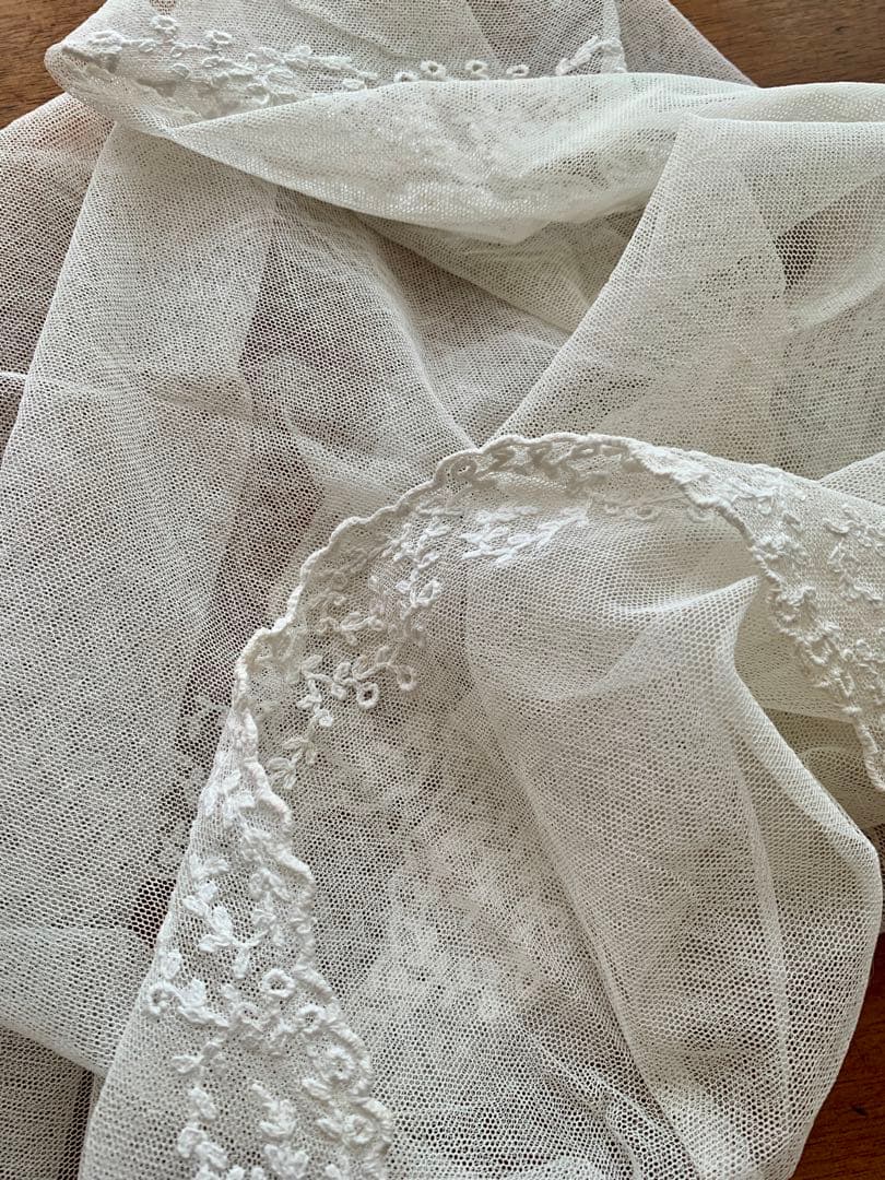 フランスアンティークチュールレースヴェール2点※ エクリュホワイト