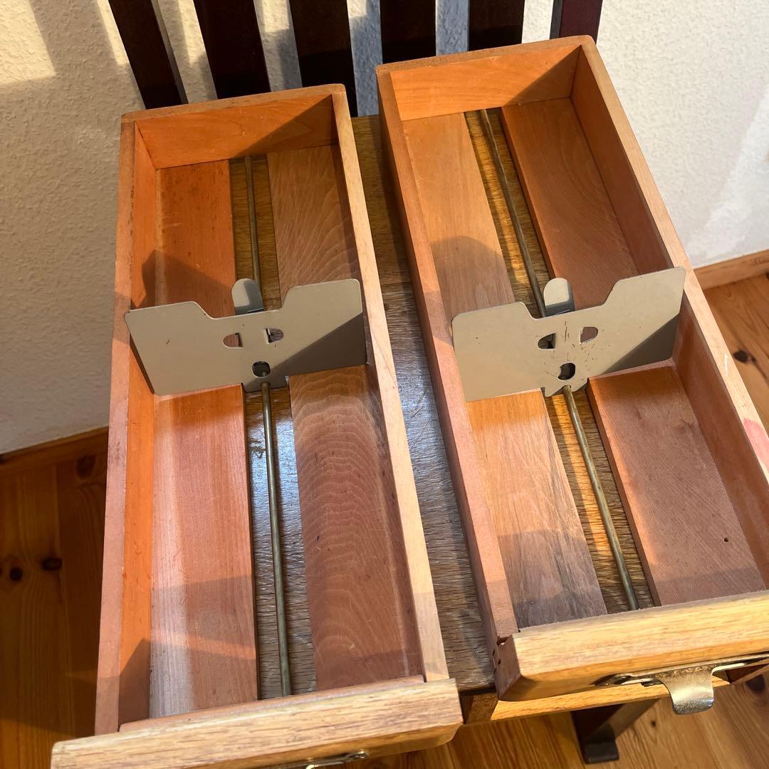 昭和レトロ アンティーク ヴィンテージ 図書館 木製カードケース 小