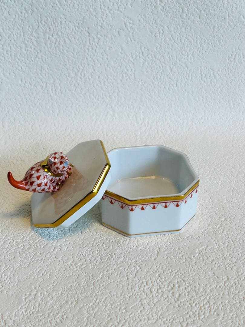 HERENDヘレンドフィギュリン猫&小物入れ