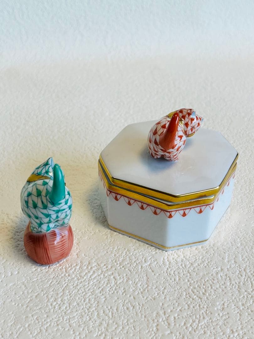 HERENDヘレンドフィギュリン猫&小物入れ