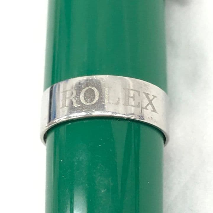 ロレックス ROLEX 緑色ボールペン メタルクリップ付き