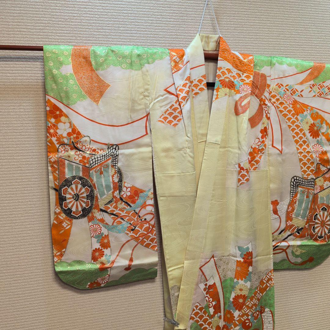 #SWG01.七五三女子７歳振袖飾帯小物付金駒刺繍御所車束ね熨斗吉祥花文金彩逸品