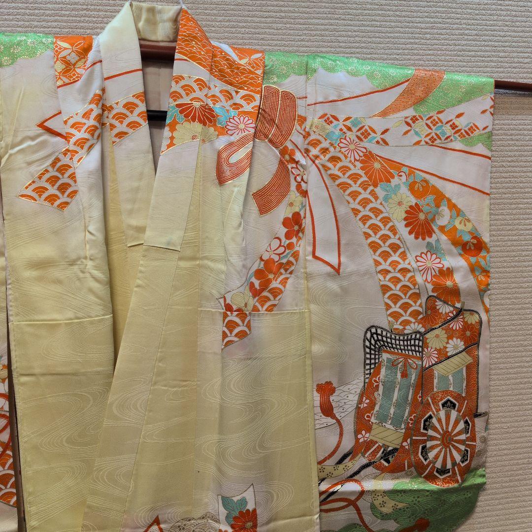 #SWG01.七五三女子７歳振袖飾帯小物付金駒刺繍御所車束ね熨斗吉祥花文金彩逸品