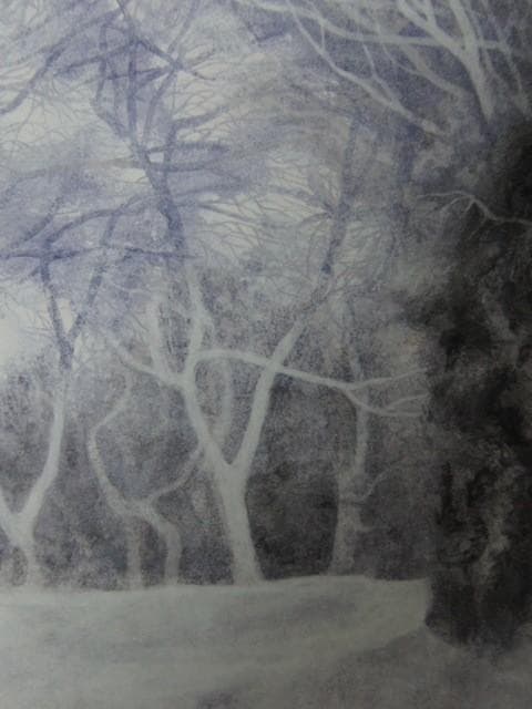 大島秀信、【新雪の朝】、希少な額装用画集より、状態良好、新品額装付