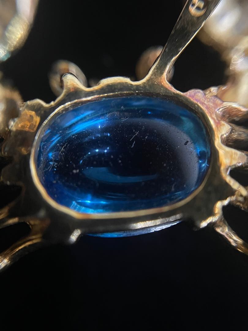 ポンテヴェキオ　カニ　18金　ブローチ　ブルートパーズ　ダイヤ　7.4g