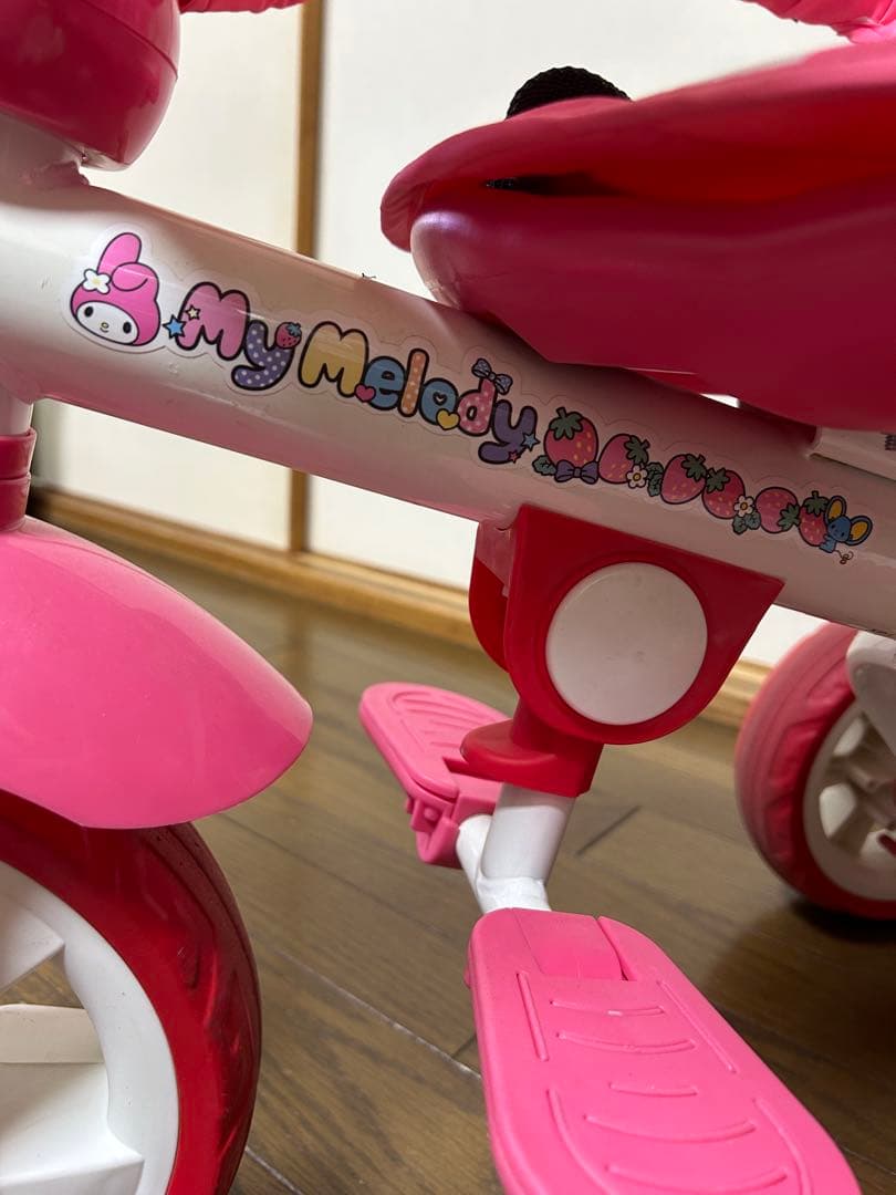 マイメロディ水玉模様のピンク三輪車引き取り限定 - メルカリ