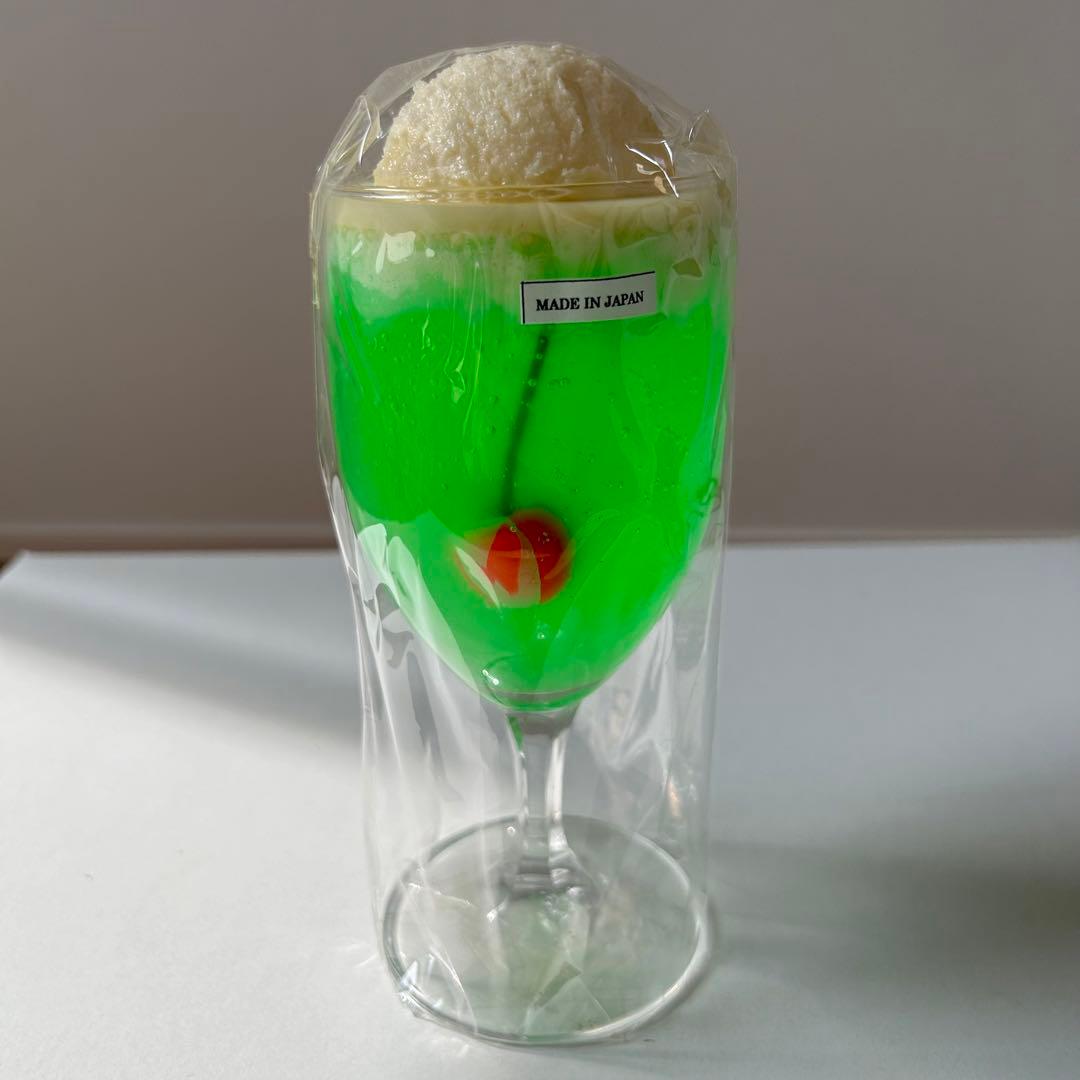 食品サンプル まいづる 実物大 クリームメロンソーダ チェリー付き