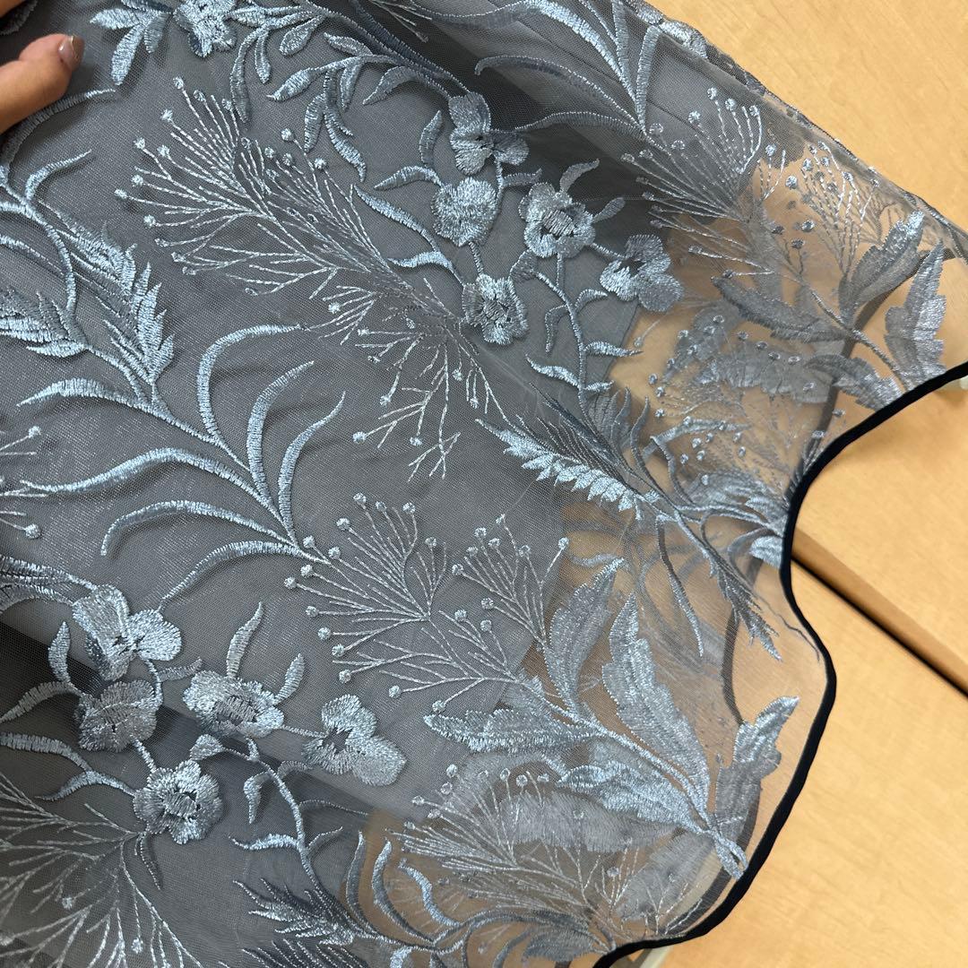 leja 花柄チュールパフスリーブワンピースドレス