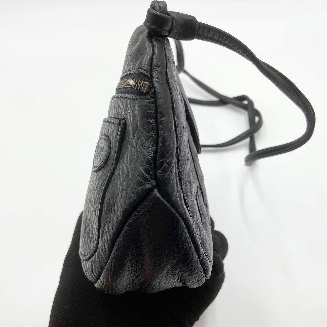 うぐいす餅様IBIZA イビサ　オーストリッチ　ショルダーバッグ　ゾウ　ブラック