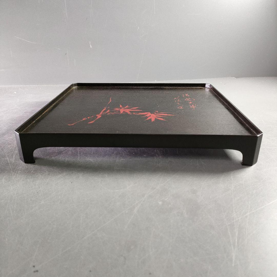 A895-8/道正 造/朱塗草花図絵替膳5客/木曽漆器/銘々