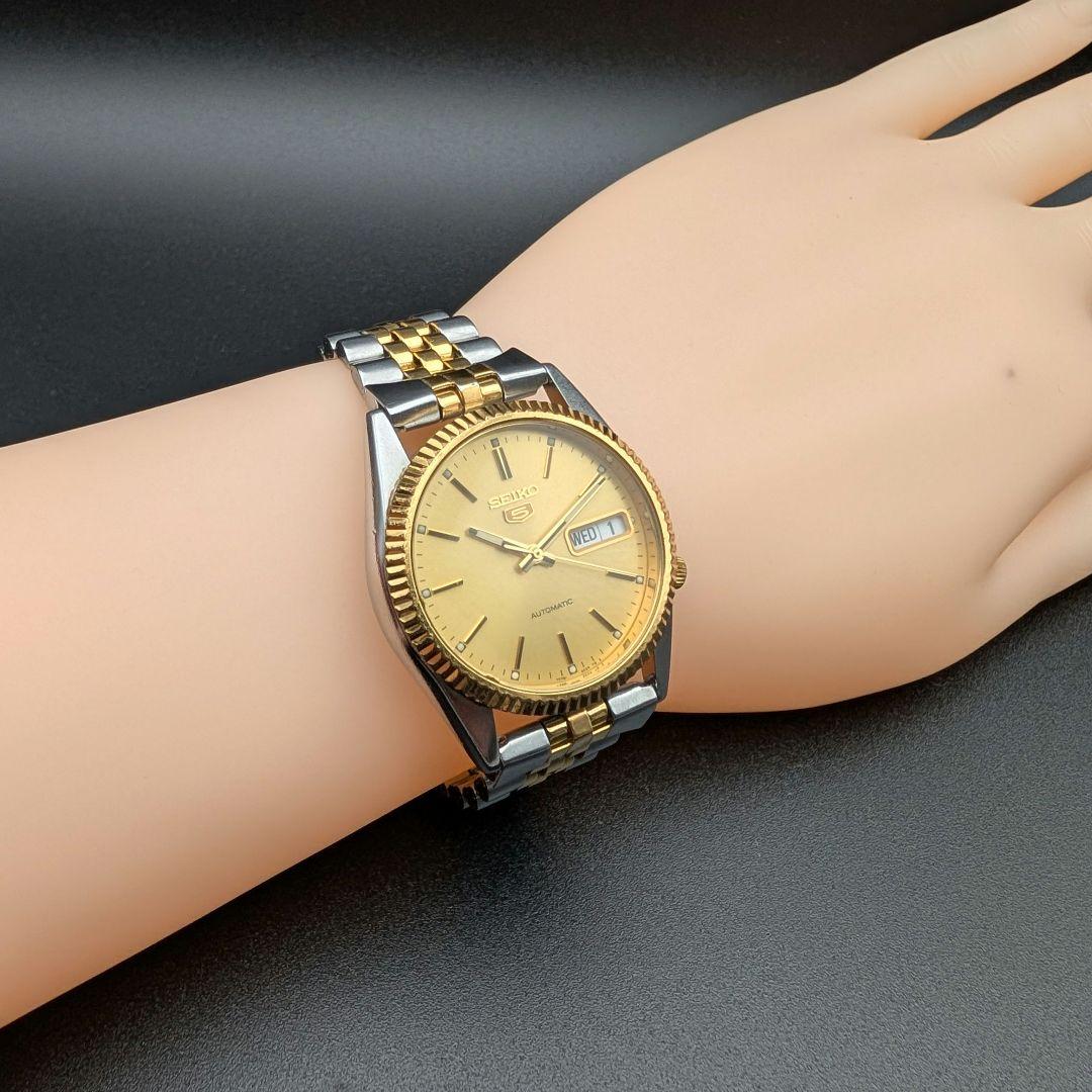 【稼動品】セイコー5 デイデイト 自動巻き 7S26-0500 裏スケ コンビ