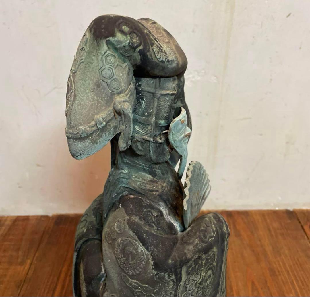 金属製 能楽 翁 置物 オブジェ 年代物 青銅 当時物
