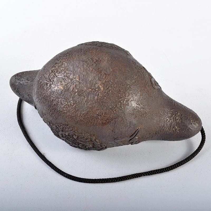 古銅宣徳銅　漢詩神獣刻　掛花生　掛香炉　G　R4338