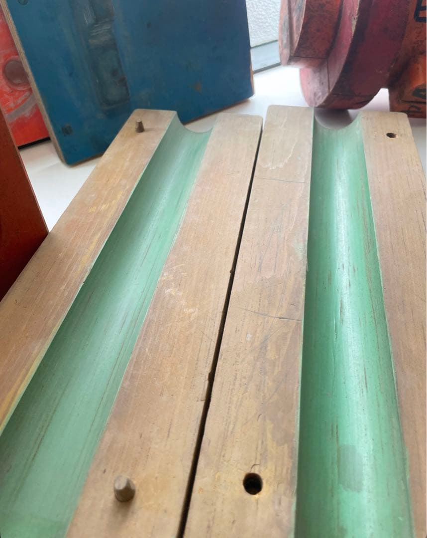 昭和レトロ 木製 型 工業型 木彫り 彫刻 オブジェ 11個 詳細不明。