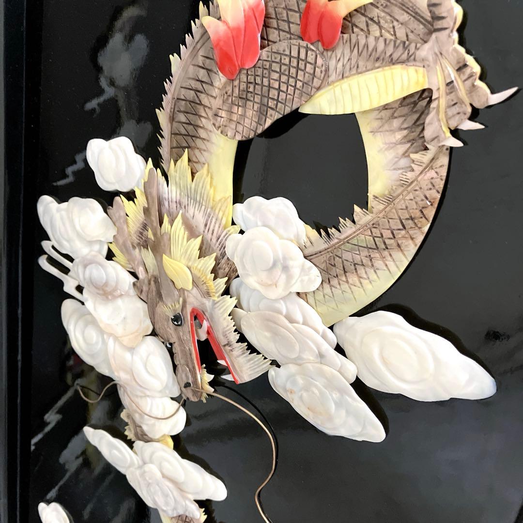 中国骨董 螺鈿細工 屏風 四龍 4連屏風 パーテーション - メルカリ