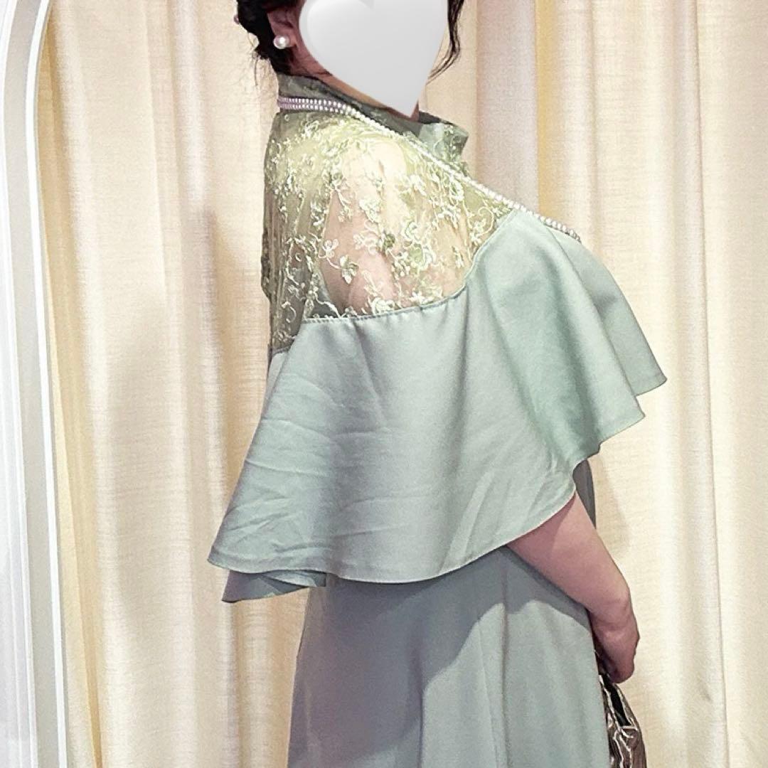 ぽんちゃ様【新品】レースケープのドレスワンピース♡大きいサイズオケージョンドレス