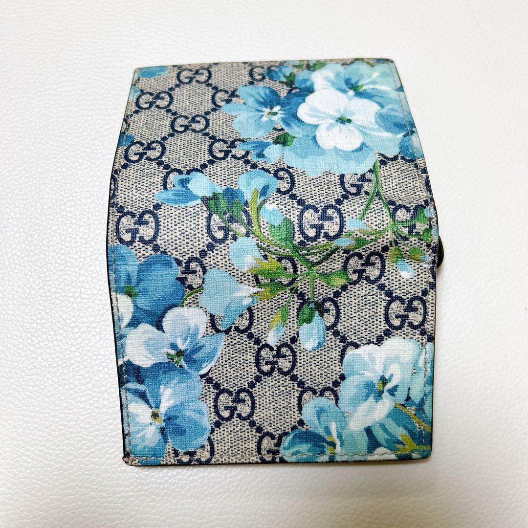 GUCCI 花柄 二つ折り財布 ブルームス水色