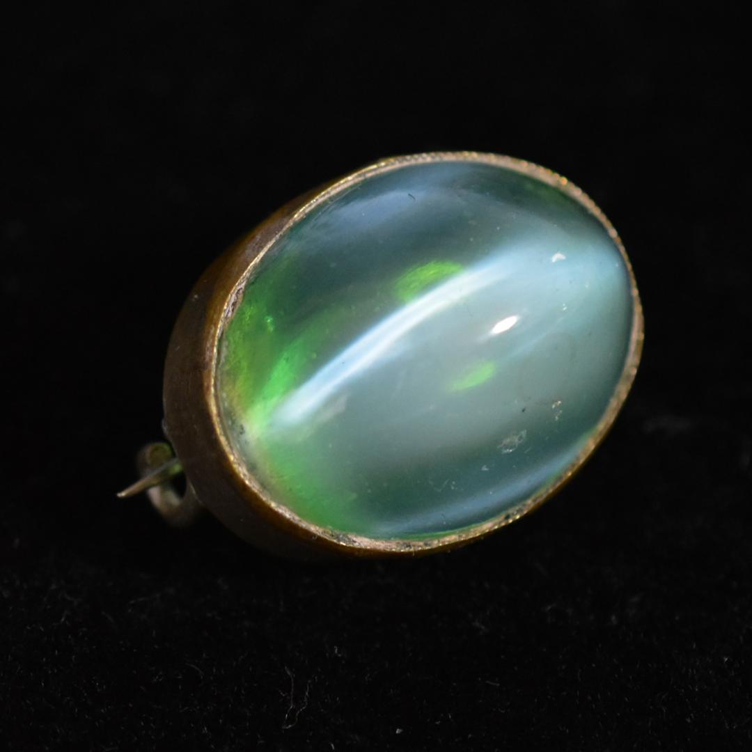 夜間飛行 キャッツアイ古ガラスのレースピン アンティークブローチ　ドール 夜間飛行様専用 キャッツアイ古ガラスのレースピン アンティーク