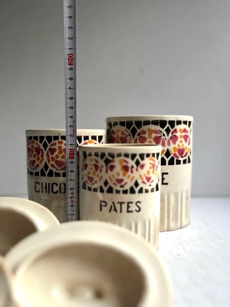 994 フランスアンティーク ステンシル模様のキャニスター セット 蚤の市 パリ