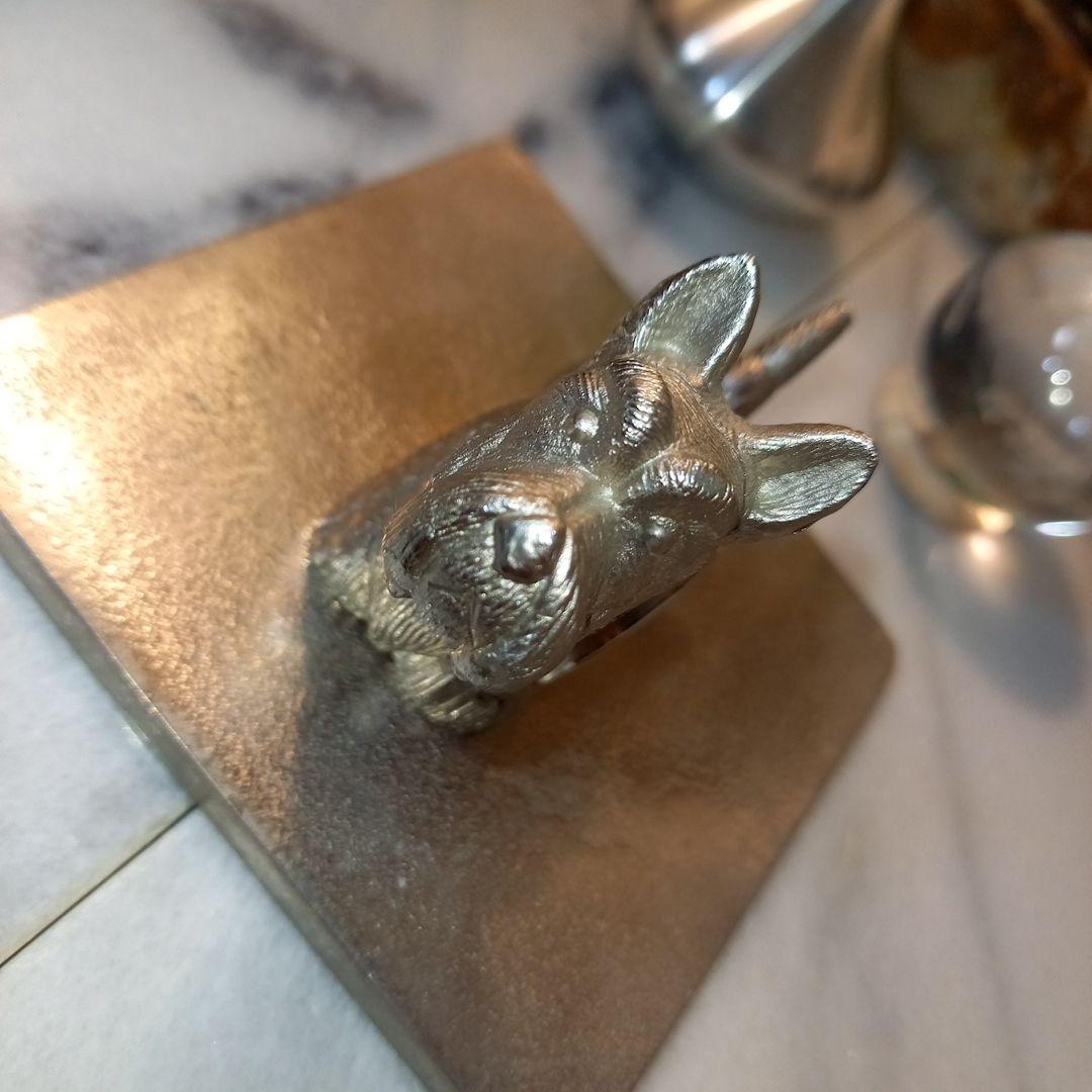 TIMEX レア 置時計 スコティッシュテリア ピューター オブジェ シルバー