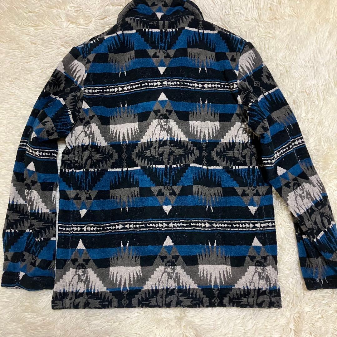 未使用　ヒステリックグラマー　ニット　総柄　ショールカラー　ブルー　L